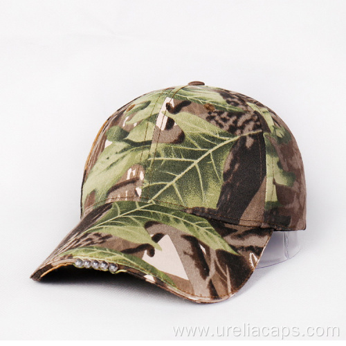 Camo hunting LED lights hat